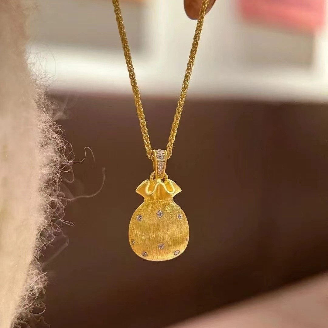 Luxury Bags Yellow - Real 18K Gold Lucky Bag Pendant