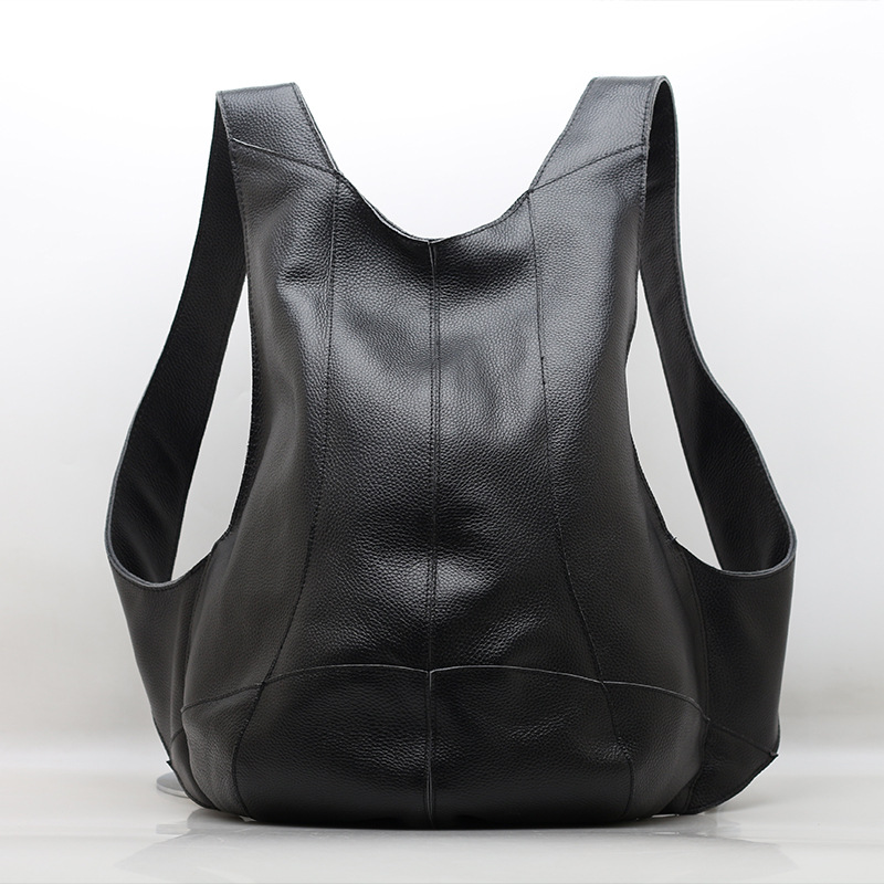 Genuine Leather Backpack - Classic Men's Backpack Anti-theft Back Zipper