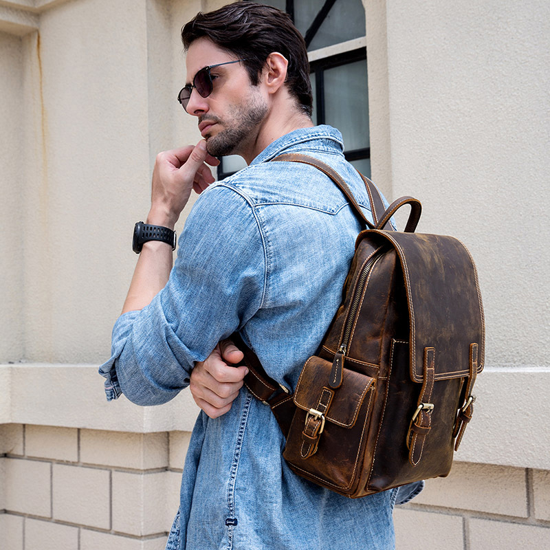 Crazy Horse Leather Backpack f - Genuine Leather Backpack review and price