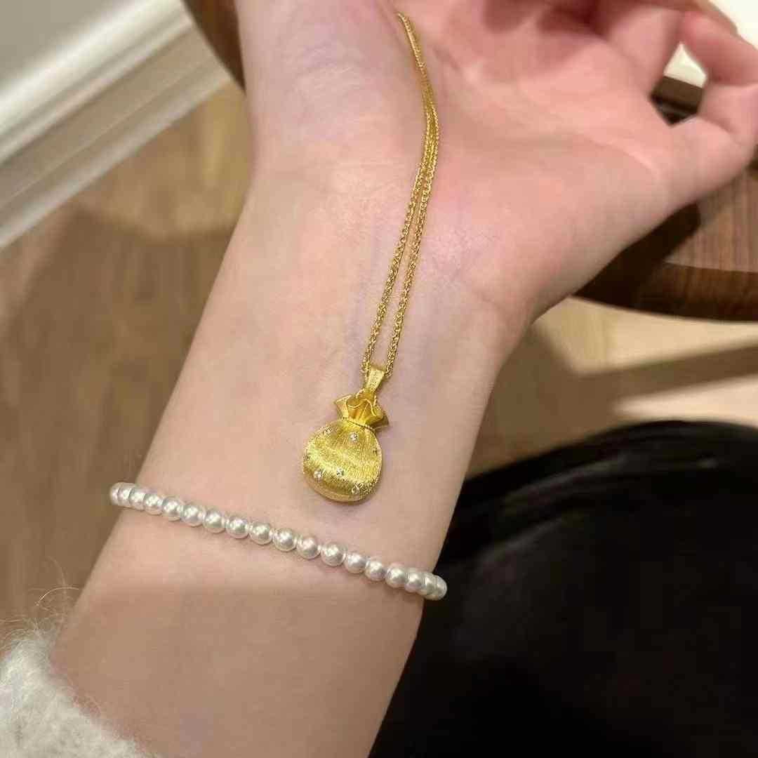 Real 18K Gold Lucky Bag Pendan - Luxury Bags Yellow review and price