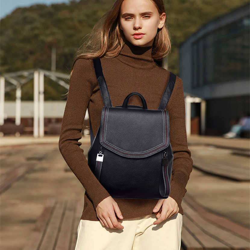 Fashion Thread Women Backpack  - Genuine Leather Backpack review and price