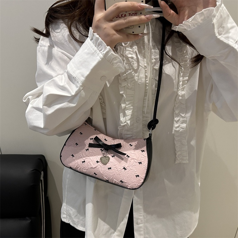 Y2k Pink Bow Armpit Bag for Wo - Luxury Y2K Bags review and price