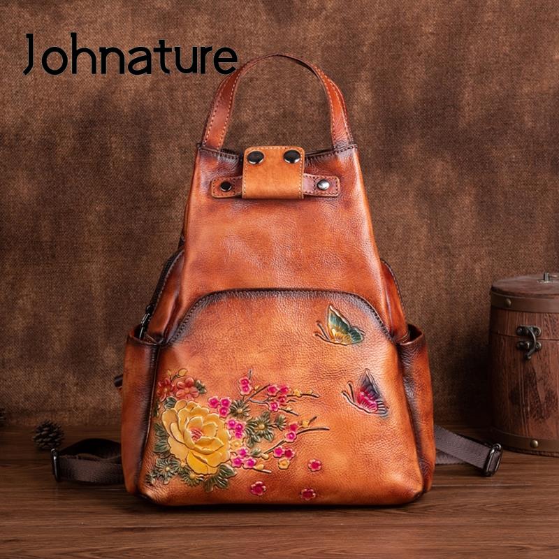 Johnature Genuine Leather Embo - Genuine Leather Backpack review and price