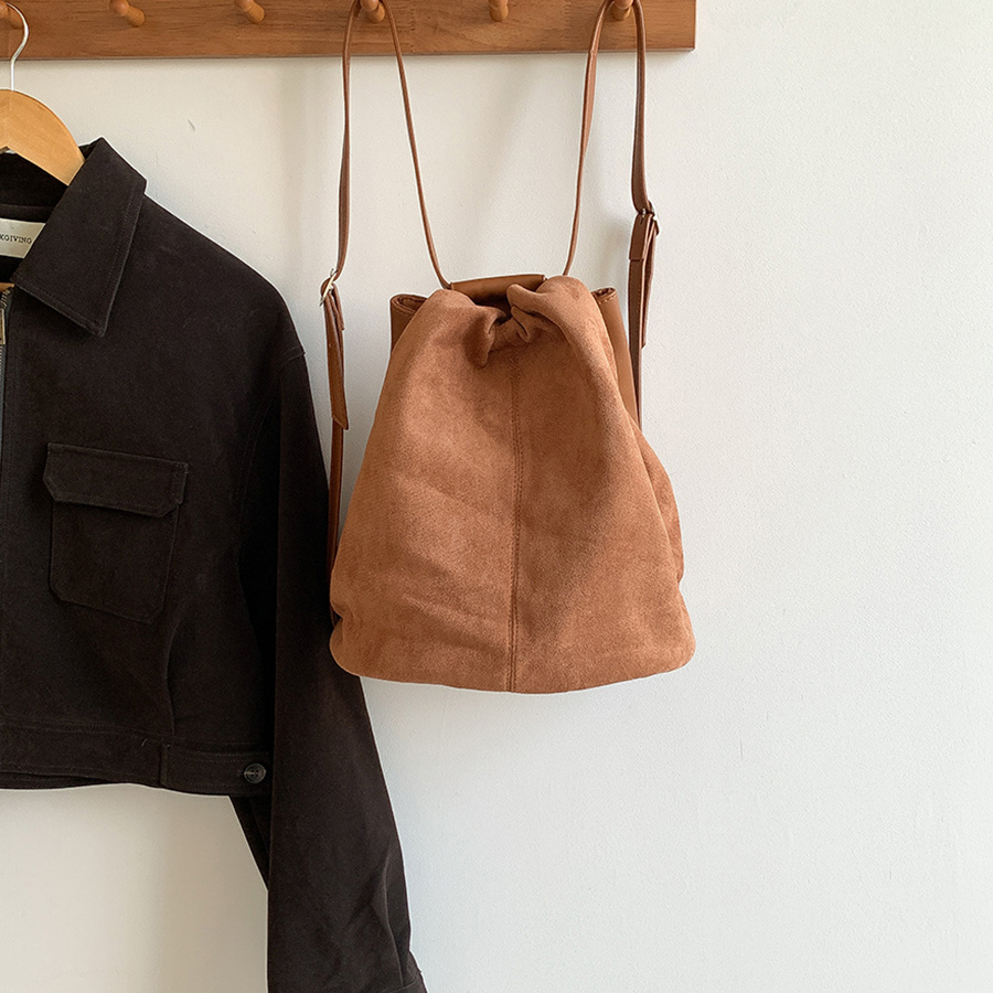 Faux Suede Tote Bucket Bags Fo - Luxury Bags Korea review and price