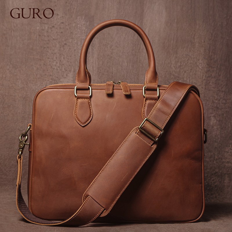 GURO Men Crazy Horse Cowhide B - Luxury Bags Vintage review and price